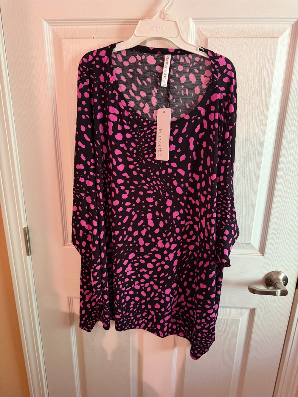 Scarlett Black and Hot Pink Long Sleeve Printed Dress
